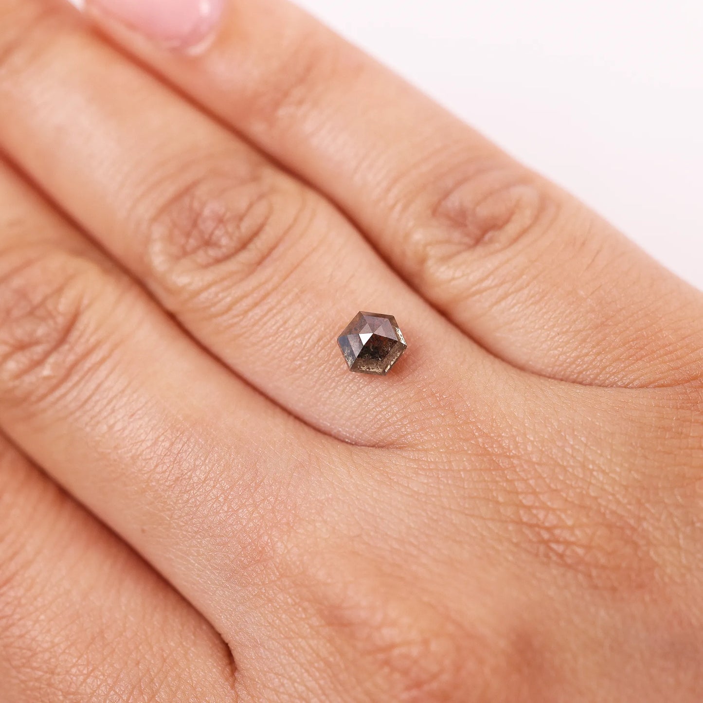 0.93 Ct Hexagon Brilliant Cut Salt and Pepper Diamond