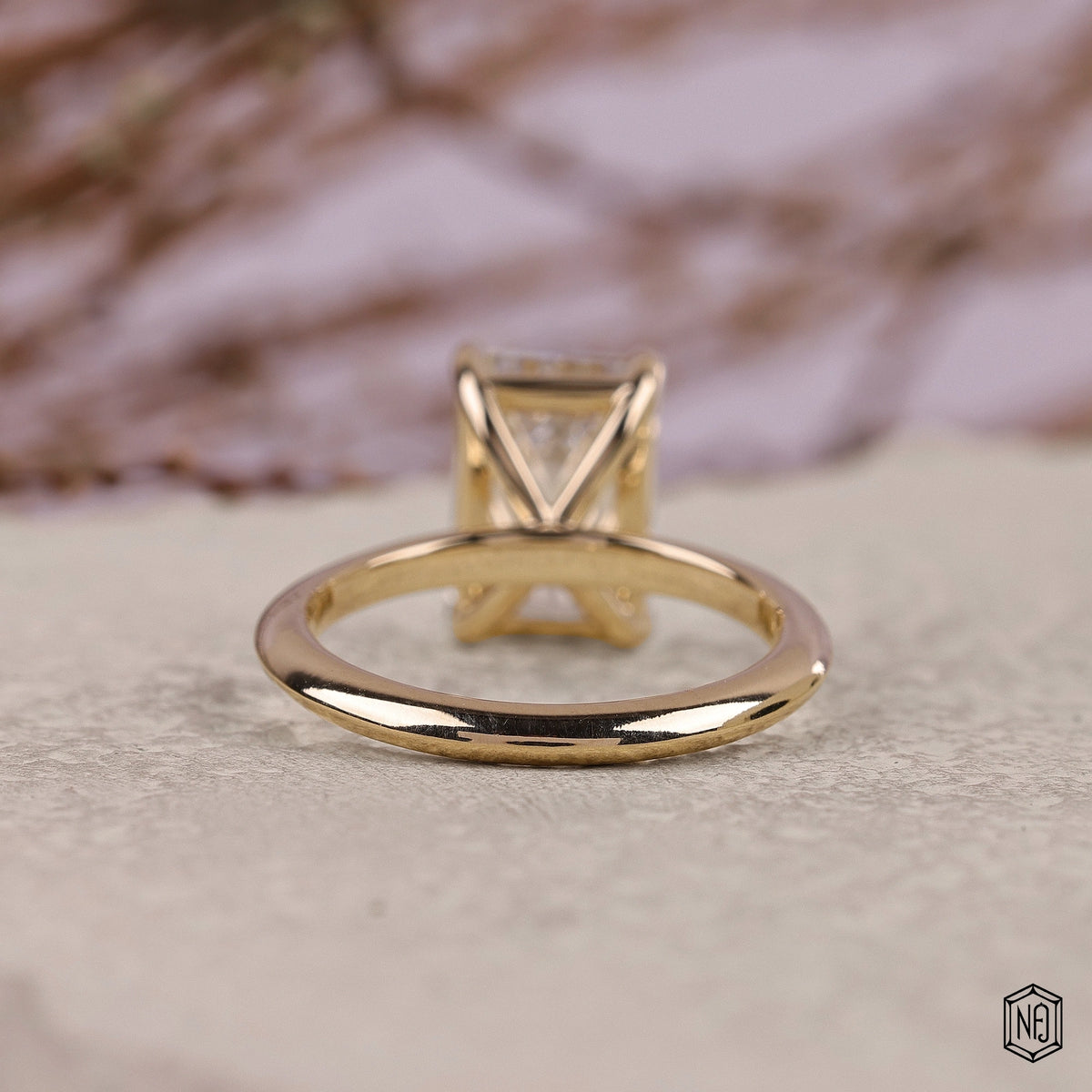 3.59 Carat Emerald Cut Lab Grown Diamond Classic Solitaire Engagement Ring - Hand View / Detail Angle