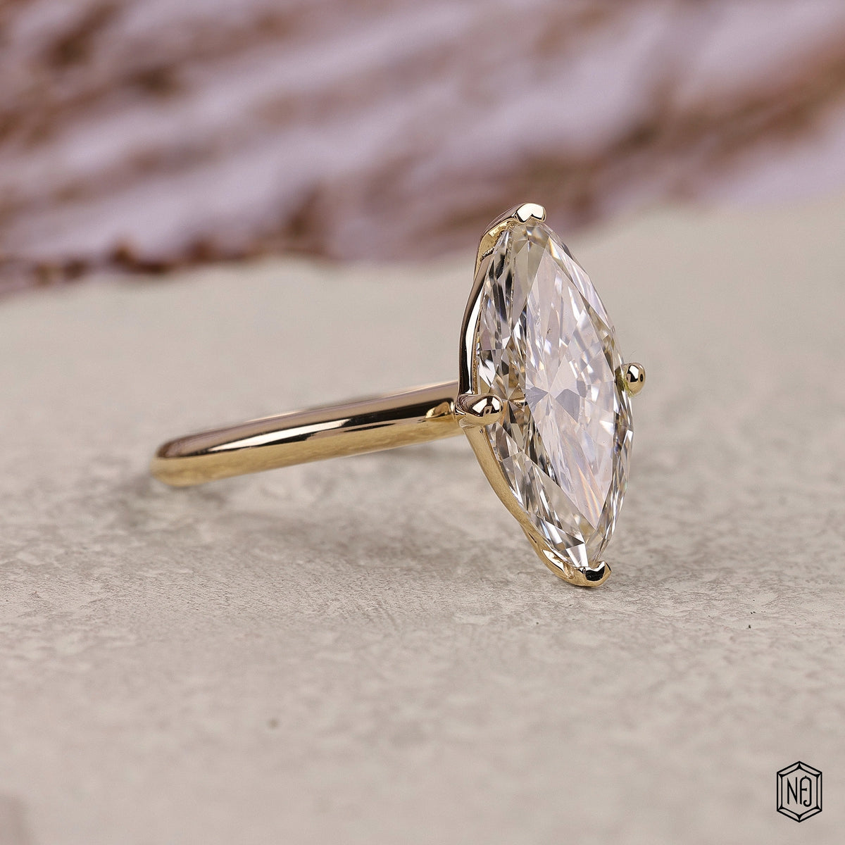 3.57 Carat Marquise Cut Lab Grown Diamond Classic Solitaire Engagement Ring - Gallery & Prongs Detail