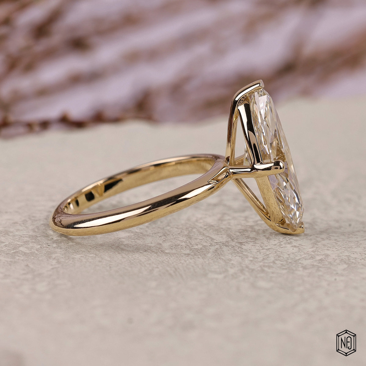 3.57 Carat Marquise Cut Lab Grown Diamond Classic Solitaire Engagement Ring - Side Profile Angle