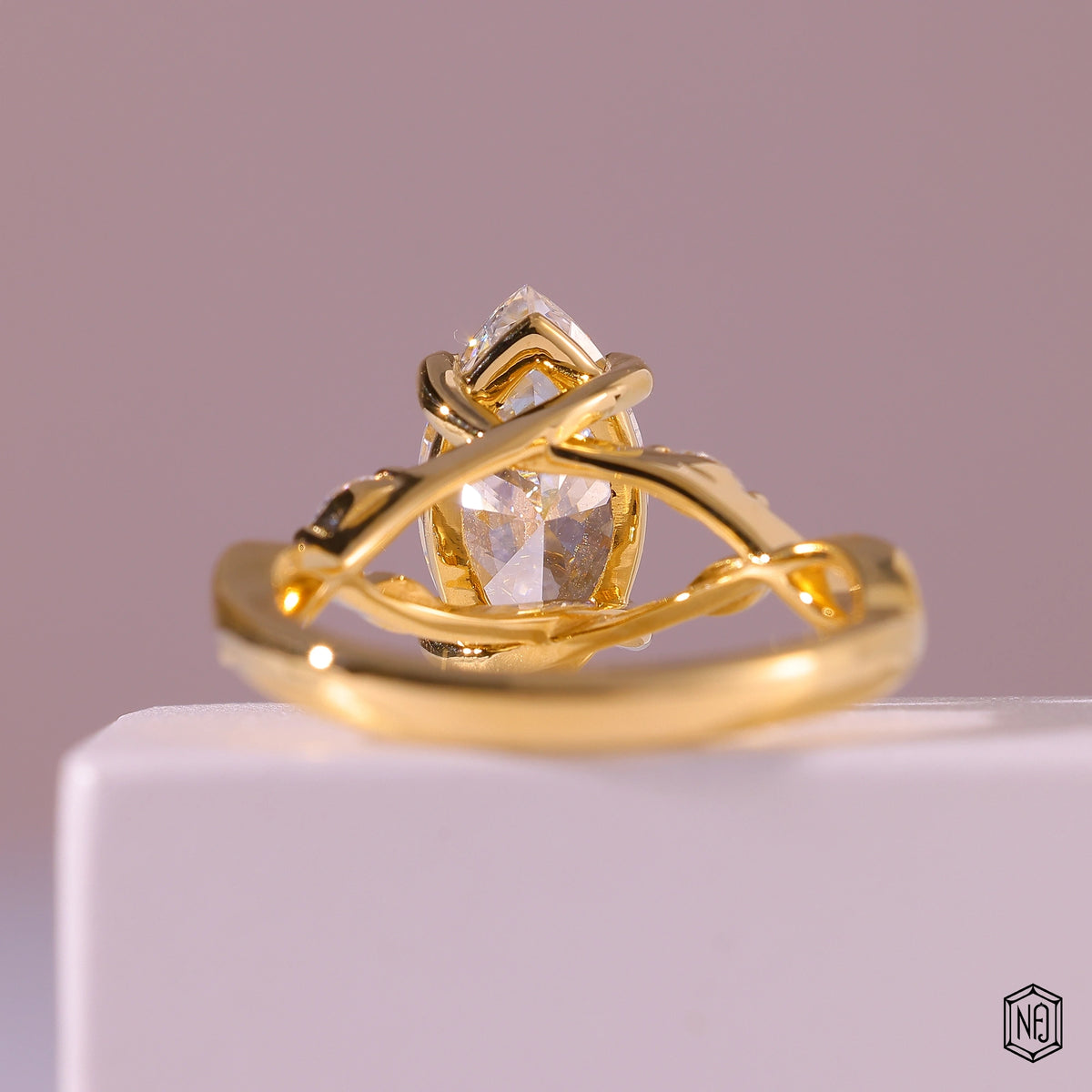 1.87 Carat Marquise Cut Lab Grown Diamond Side Stone Pavé Engagement Ring - Hand View / Detail Angle
