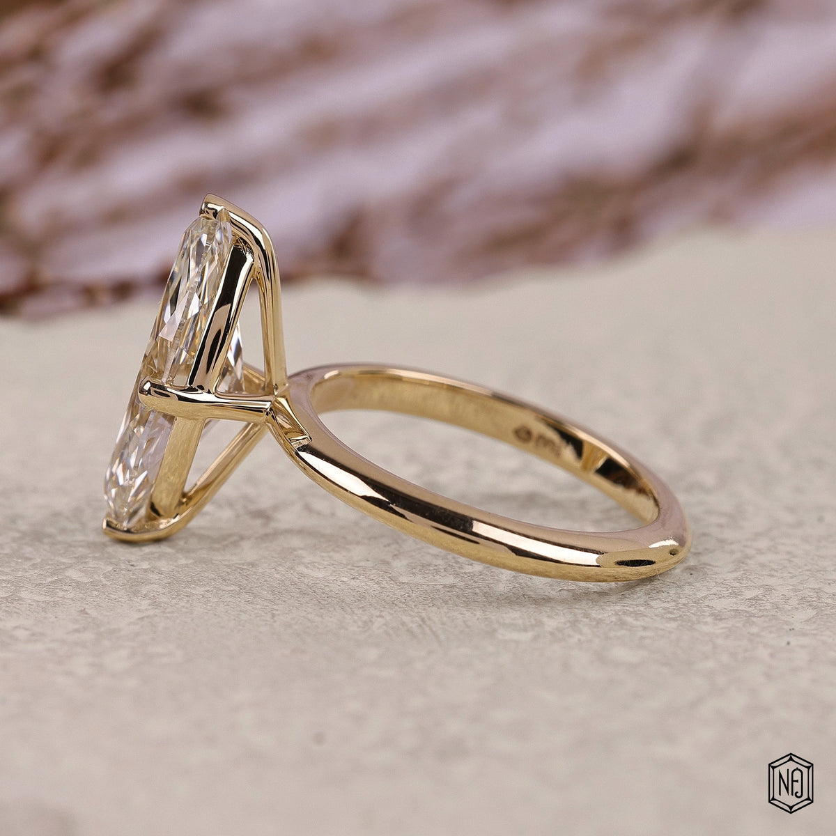 3.57 Carat Marquise Cut Lab Grown Diamond Classic Solitaire Engagement Ring - Angled Perspective