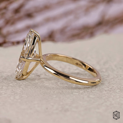 3.57 Carat Marquise Cut Lab Grown Diamond Classic Solitaire Engagement Ring - Angled Perspective
