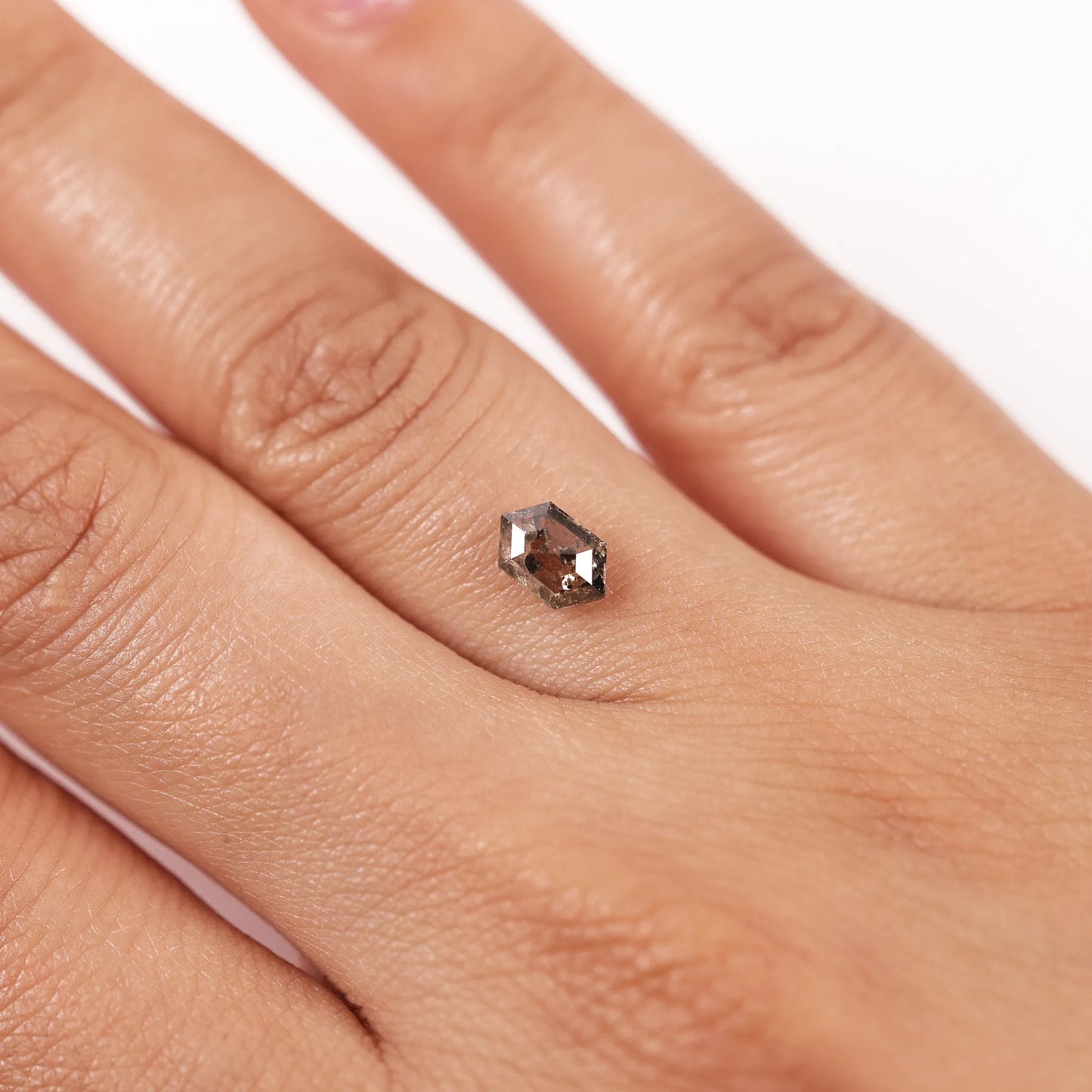 0.80 Ct Hexagon Brilliant Cut Salt and Pepper Diamond