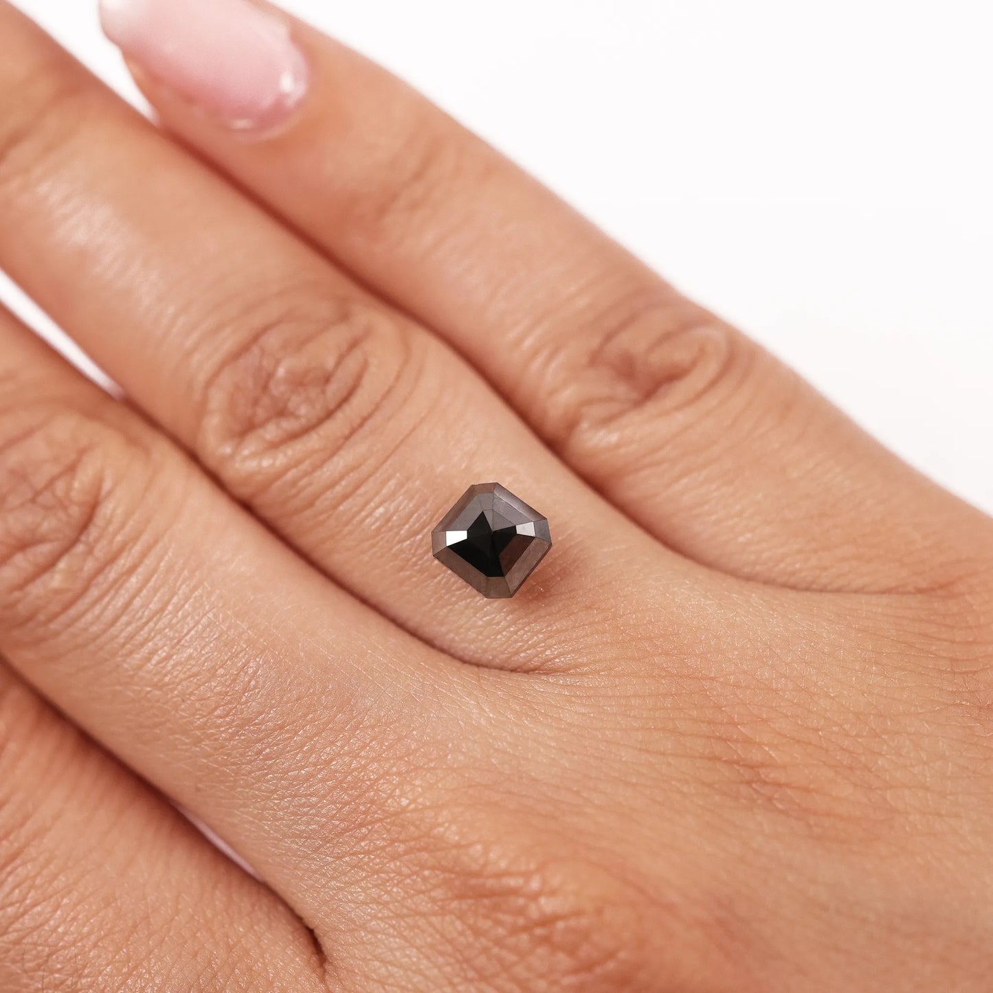 1.86 Ct Asscher Brilliant Cut Salt and Pepper Diamond