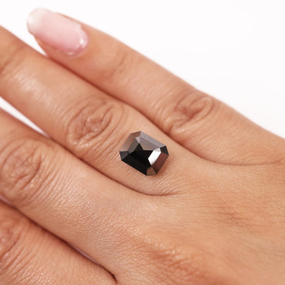 3.21 Ct Emerald Brilliant Cut Salt and Pepper Diamond