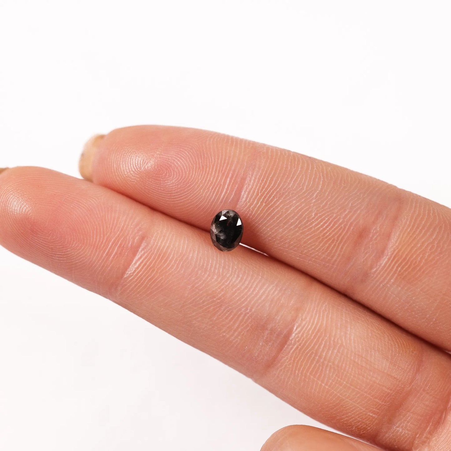 0.73 Ct Oval Rose Cut Salt and Pepper Diamond