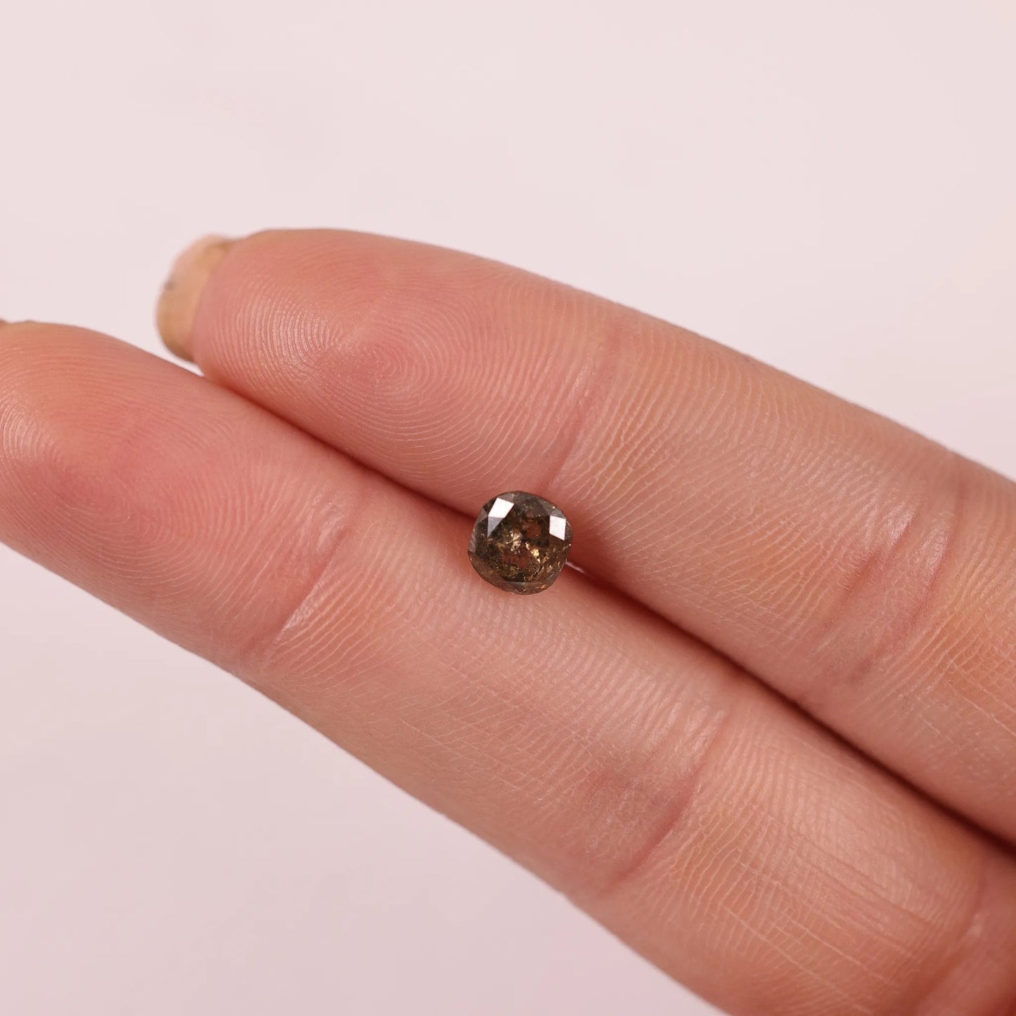 1.11 Ct Cushion Rose Cut Salt and Pepper Diamond