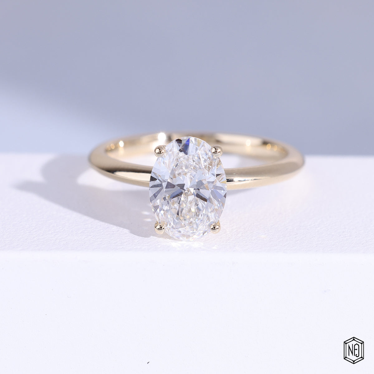 1.9 Carat Oval Cut Lab Grown Diamond Classic Solitaire Engagement Ring - Front Top View
