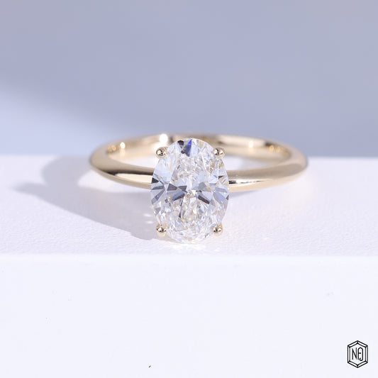 1.9 Carat Oval Cut Lab Grown Diamond Classic Solitaire Engagement Ring - Front Top View