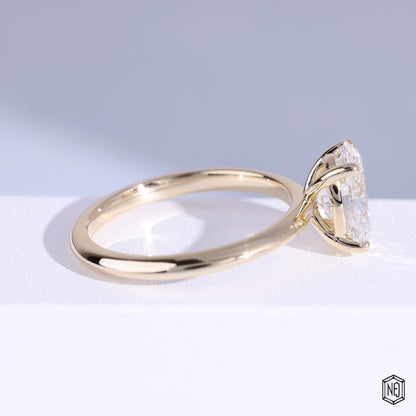 1.9 Carat Oval Cut Lab Grown Diamond Classic Solitaire Engagement Ring - Side Profile Angle