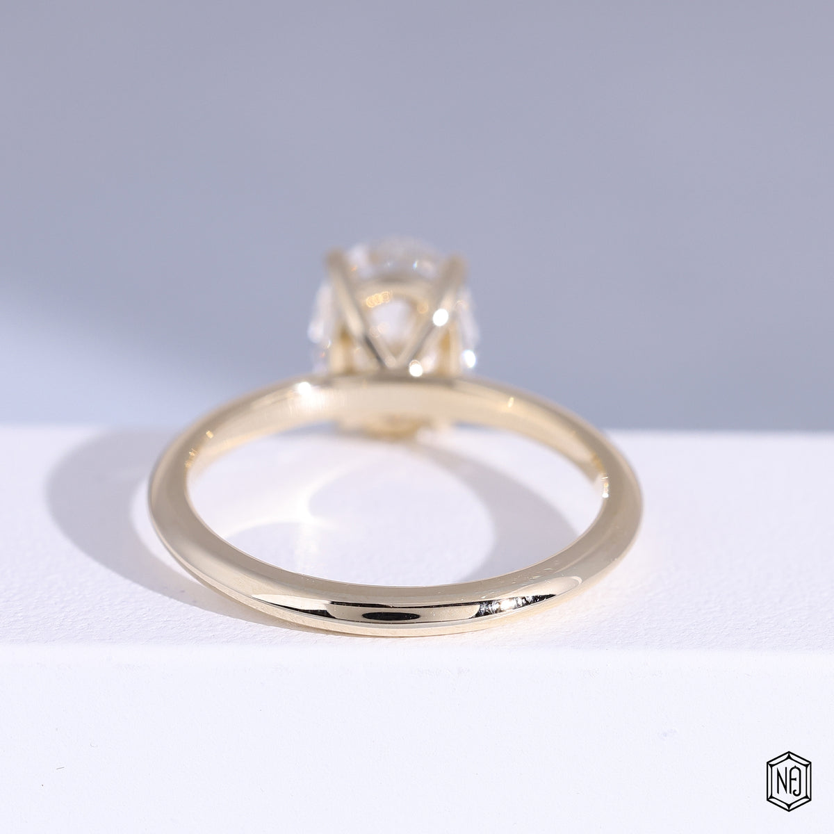 1.9 Carat Oval Cut Lab Grown Diamond Classic Solitaire Engagement Ring - Hand View / Detail Angle