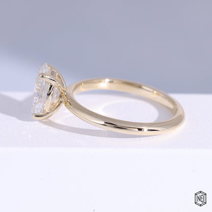 1.9 Carat Oval Cut Lab Grown Diamond Classic Solitaire Engagement Ring - Angled Perspective