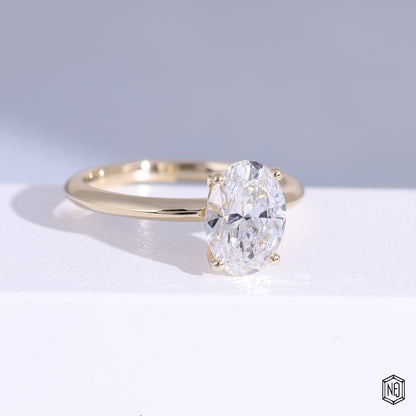 1.9 Carat Oval Cut Lab Grown Diamond Classic Solitaire Engagement Ring - Gallery & Prongs Detail