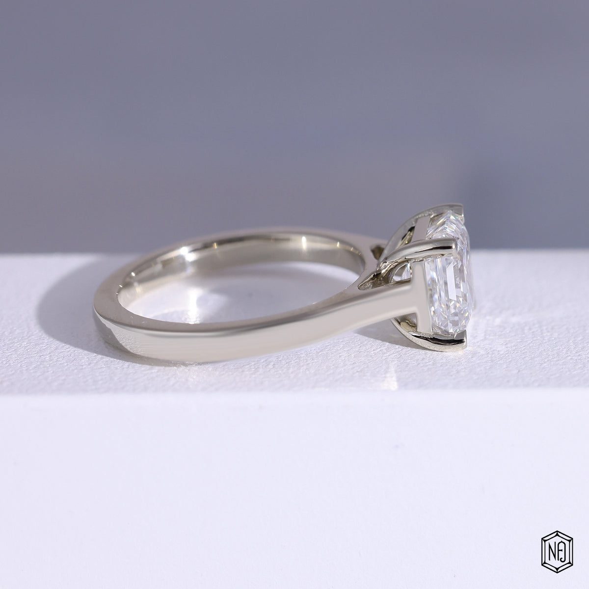 2.06 Carat Asscher Cut Lab Grown Diamond Classic Solitaire Engagement Ring - Side Profile Angle