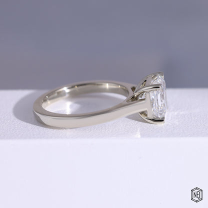 2.06 Carat Asscher Cut Lab Grown Diamond Classic Solitaire Engagement Ring - Side Profile Angle