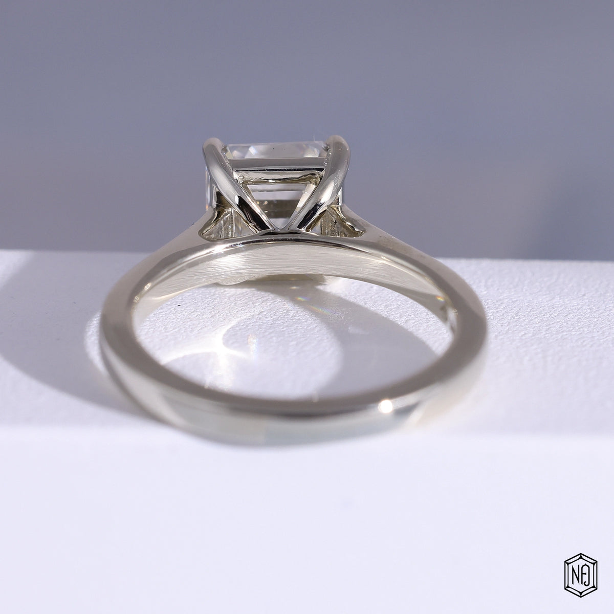 2.06 Carat Asscher Cut Lab Grown Diamond Classic Solitaire Engagement Ring - Hand View / Detail Angle