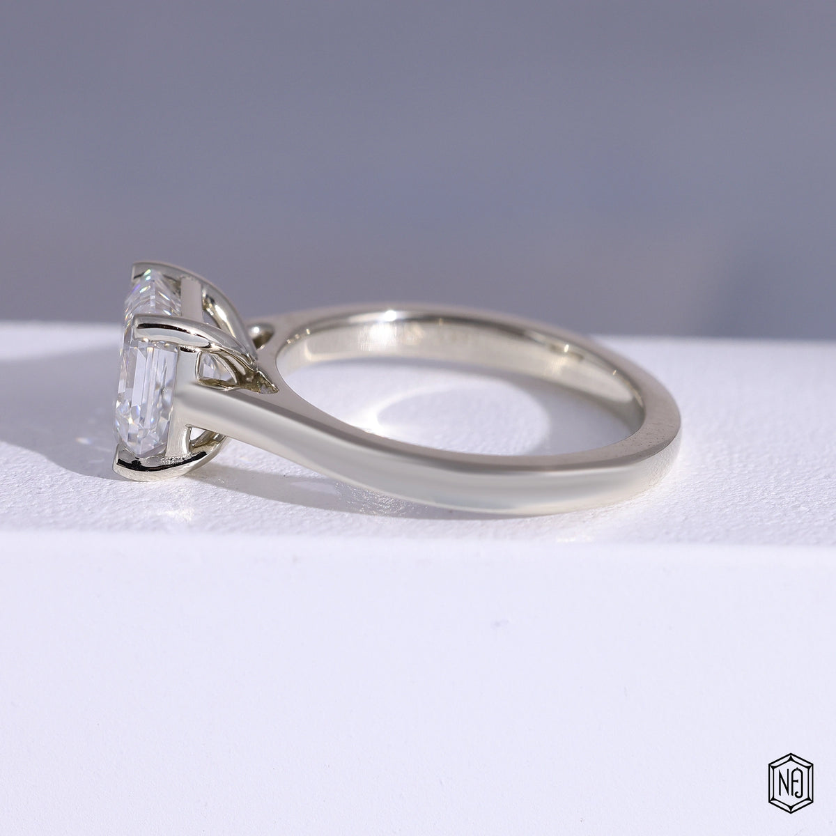 2.06 Carat Asscher Cut Lab Grown Diamond Classic Solitaire Engagement Ring - Angled Perspective