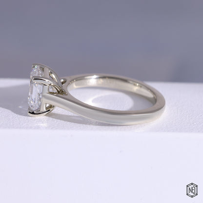 2.06 Carat Asscher Cut Lab Grown Diamond Classic Solitaire Engagement Ring - Angled Perspective