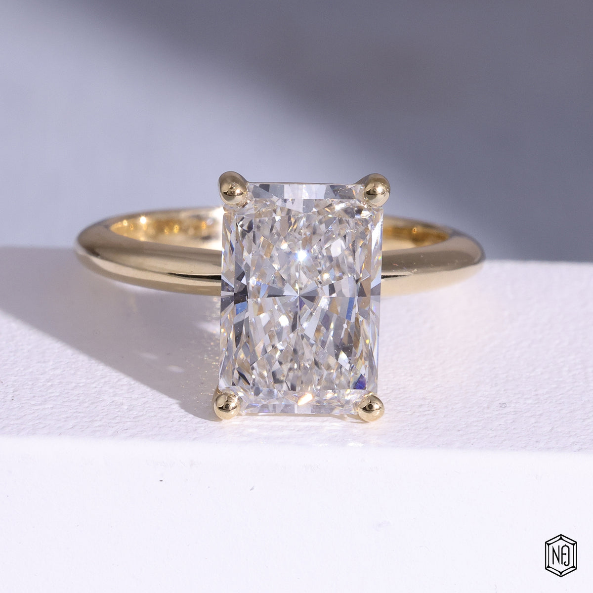 3.02 Carat Radiant Cut Lab Grown Diamond Classic Solitaire Engagement Ring - Front Top View