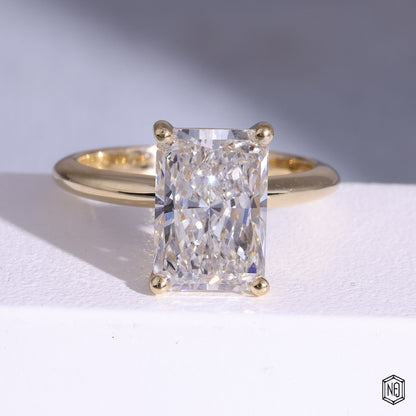 3.02 Carat Radiant Cut Lab Grown Diamond Classic Solitaire Engagement Ring - Front Top View