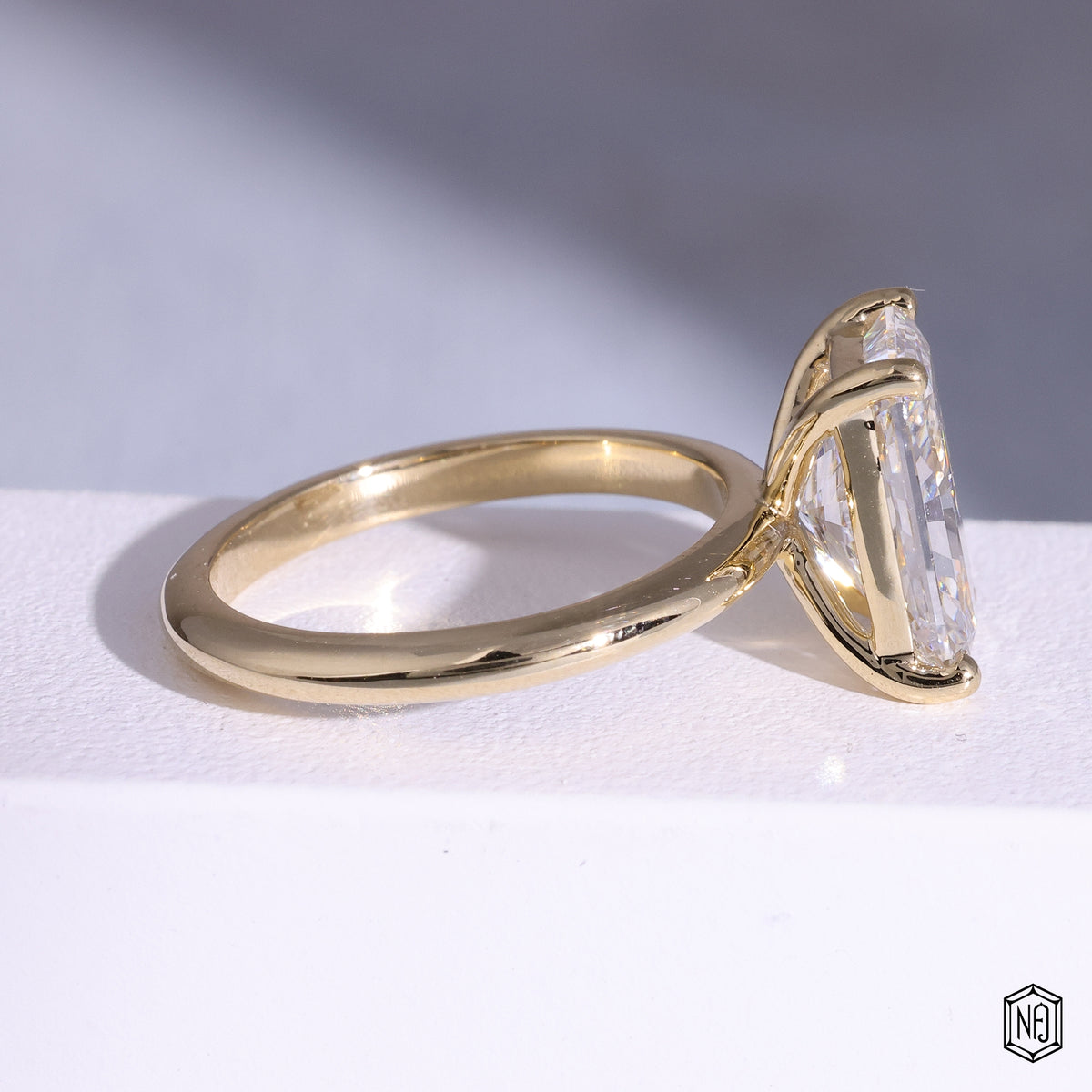 3.02 Carat Radiant Cut Lab Grown Diamond Classic Solitaire Engagement Ring - Side Profile Angle