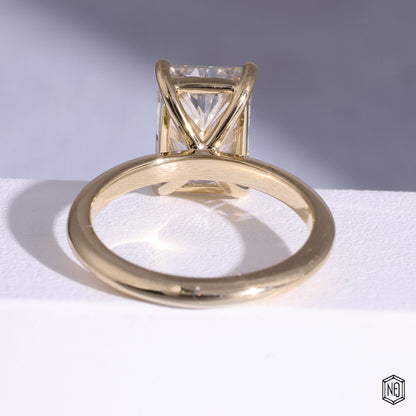 3.02 Carat Radiant Cut Lab Grown Diamond Classic Solitaire Engagement Ring - Hand View / Detail Angle