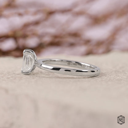 0.84 Carat Emerald Cut Lab Grown Diamond Classic Solitaire Engagement Ring - Angled Perspective