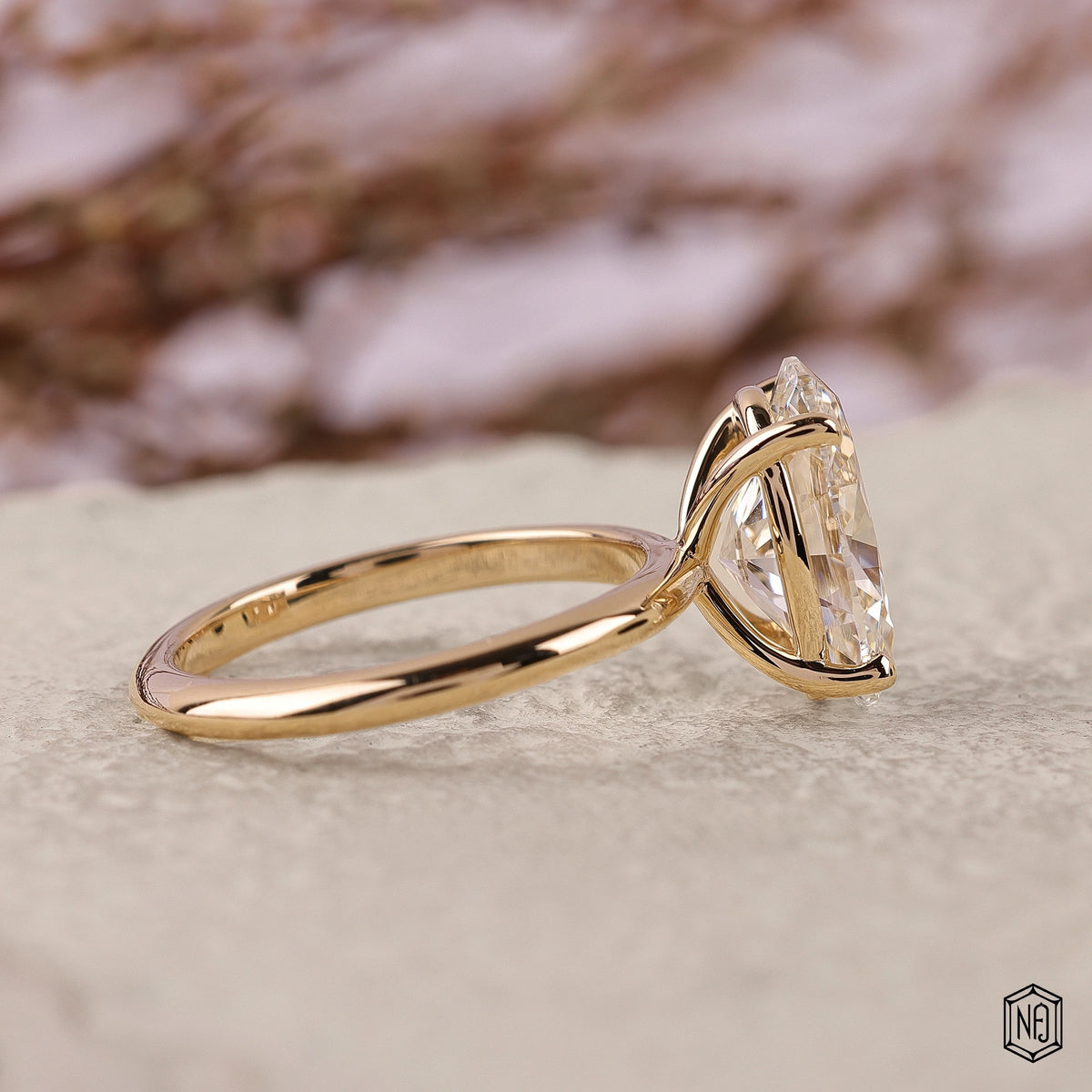 3.57 Carat Oval Cut Lab Grown Diamond Classic Solitaire Engagement Ring - Side Profile Angle