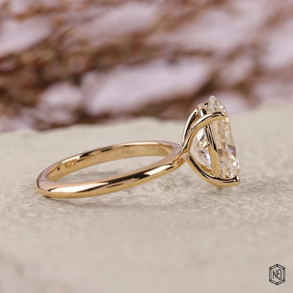 3.57 Carat Oval Cut Lab Grown Diamond Classic Solitaire Engagement Ring - Side Profile Angle