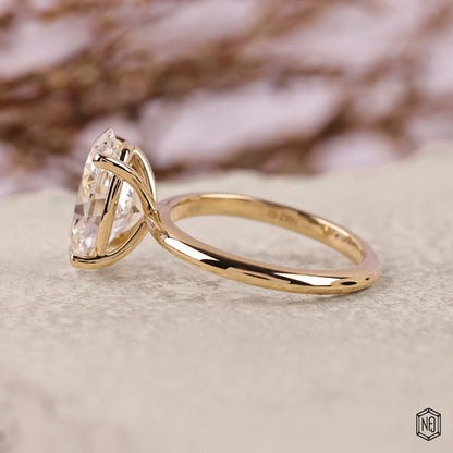 3.57 Carat Oval Cut Lab Grown Diamond Classic Solitaire Engagement Ring - Angled Perspective