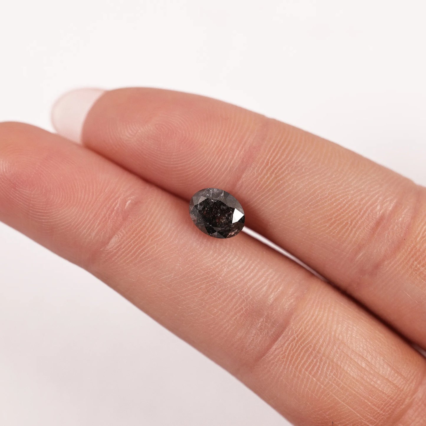 1.72 Ct Oval Brilliant Cut Salt and Pepper Diamond