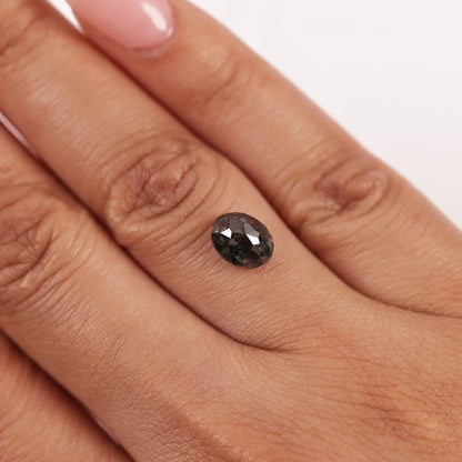 1.72 Ct Oval Brilliant Cut Salt and Pepper Diamond