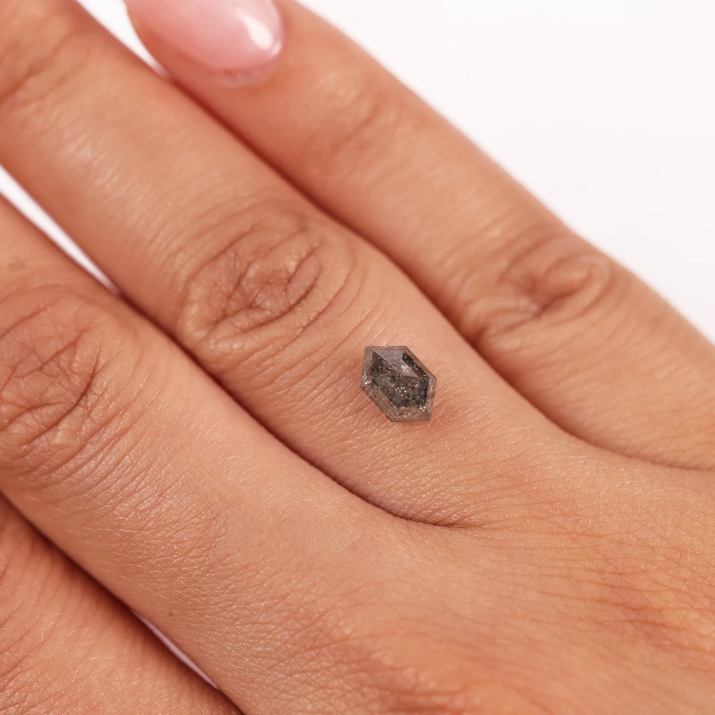 1.18 Ct Hexagon Rose Cut Salt and Pepper Diamond