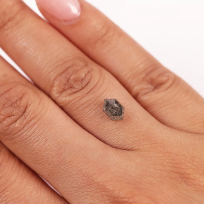 1.18 Ct Hexagon Rose Cut Salt and Pepper Diamond