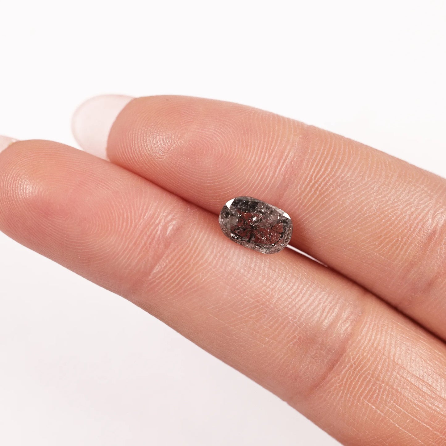 1.52 Ct Cushion Rose Cut Salt and Pepper Diamond