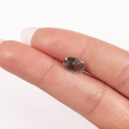 1.52 Ct Cushion Rose Cut Salt and Pepper Diamond
