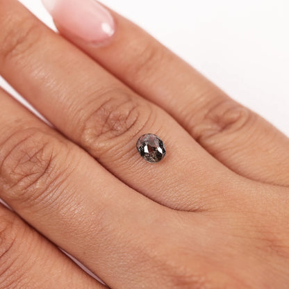 0.76 Ct Oval Rose Cut Salt and Pepper Diamond