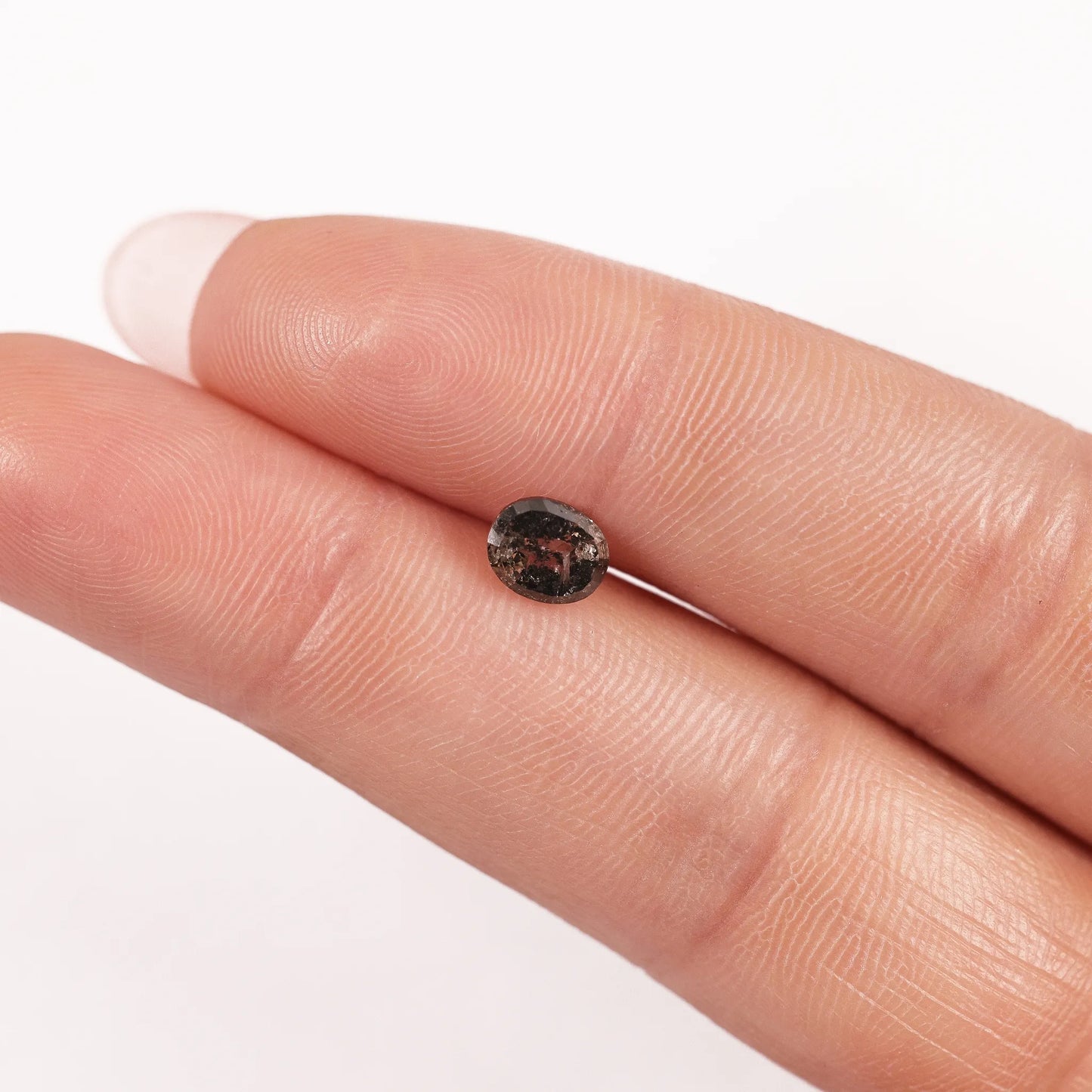 0.76 Ct Oval Rose Cut Salt and Pepper Diamond