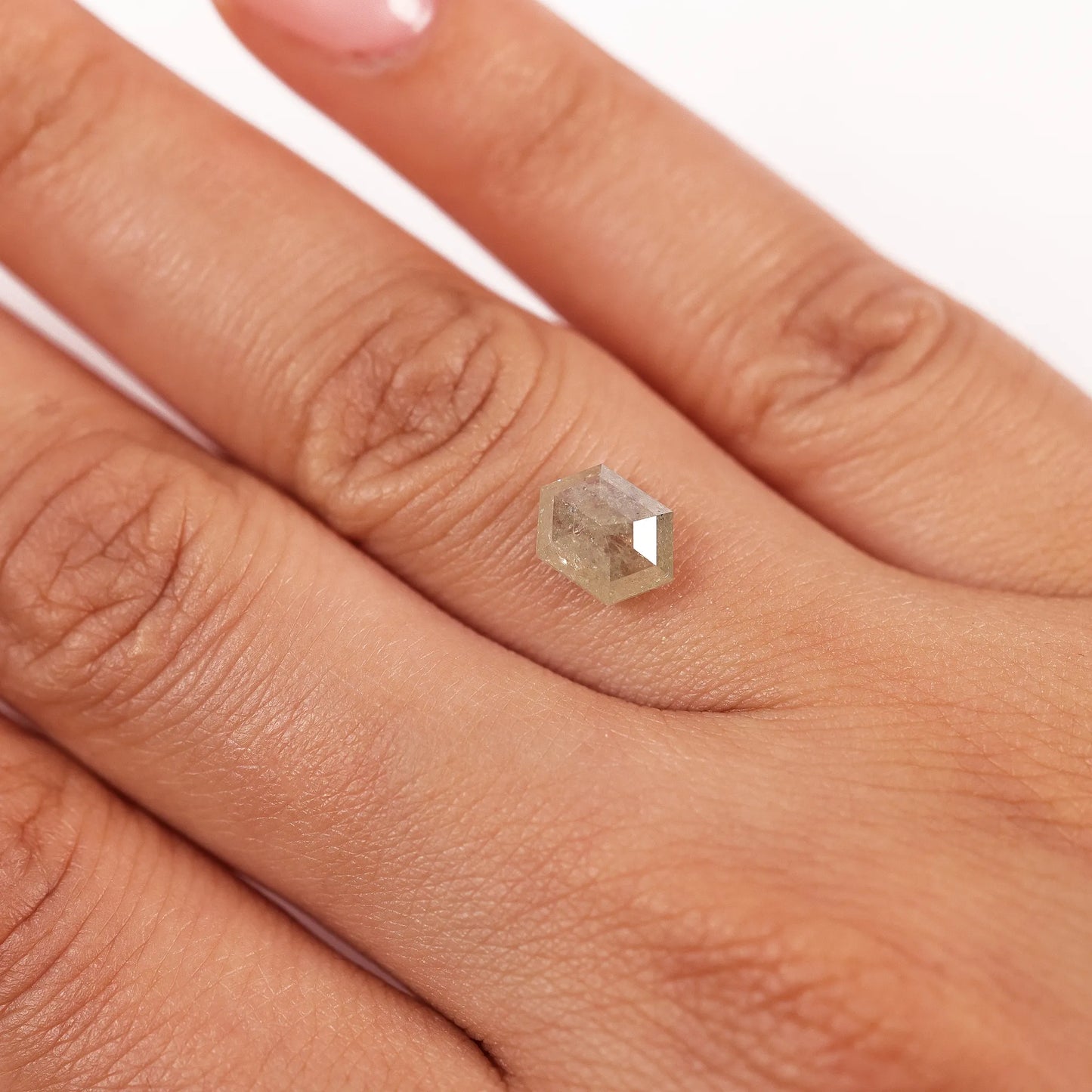 1.36 Ct Hexagon Brilliant Cut Salt and Pepper Diamond