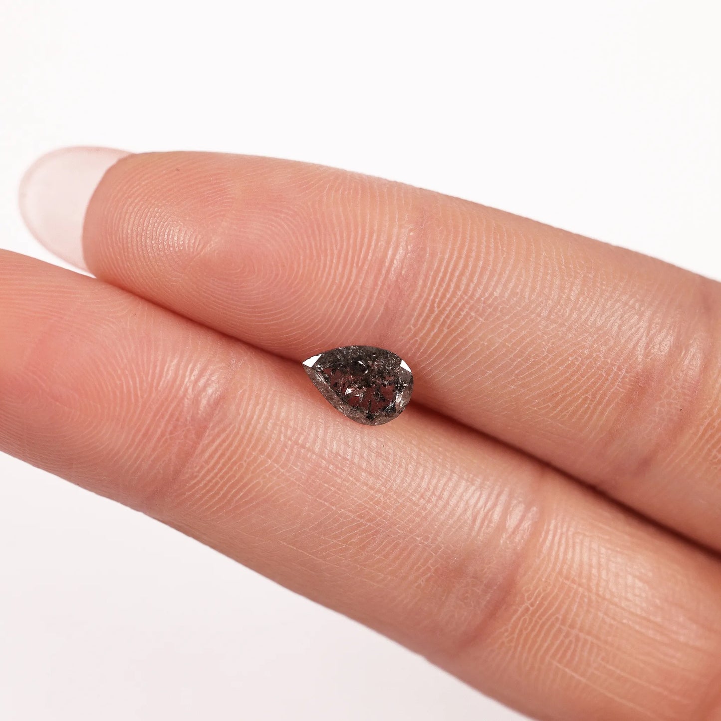 0.76 Ct Pear Rose Cut Salt and Pepper Diamond