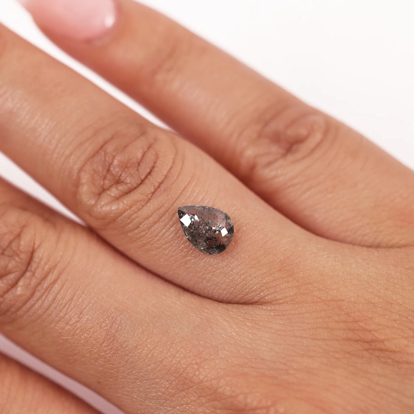 0.76 Ct Pear Rose Cut Salt and Pepper Diamond