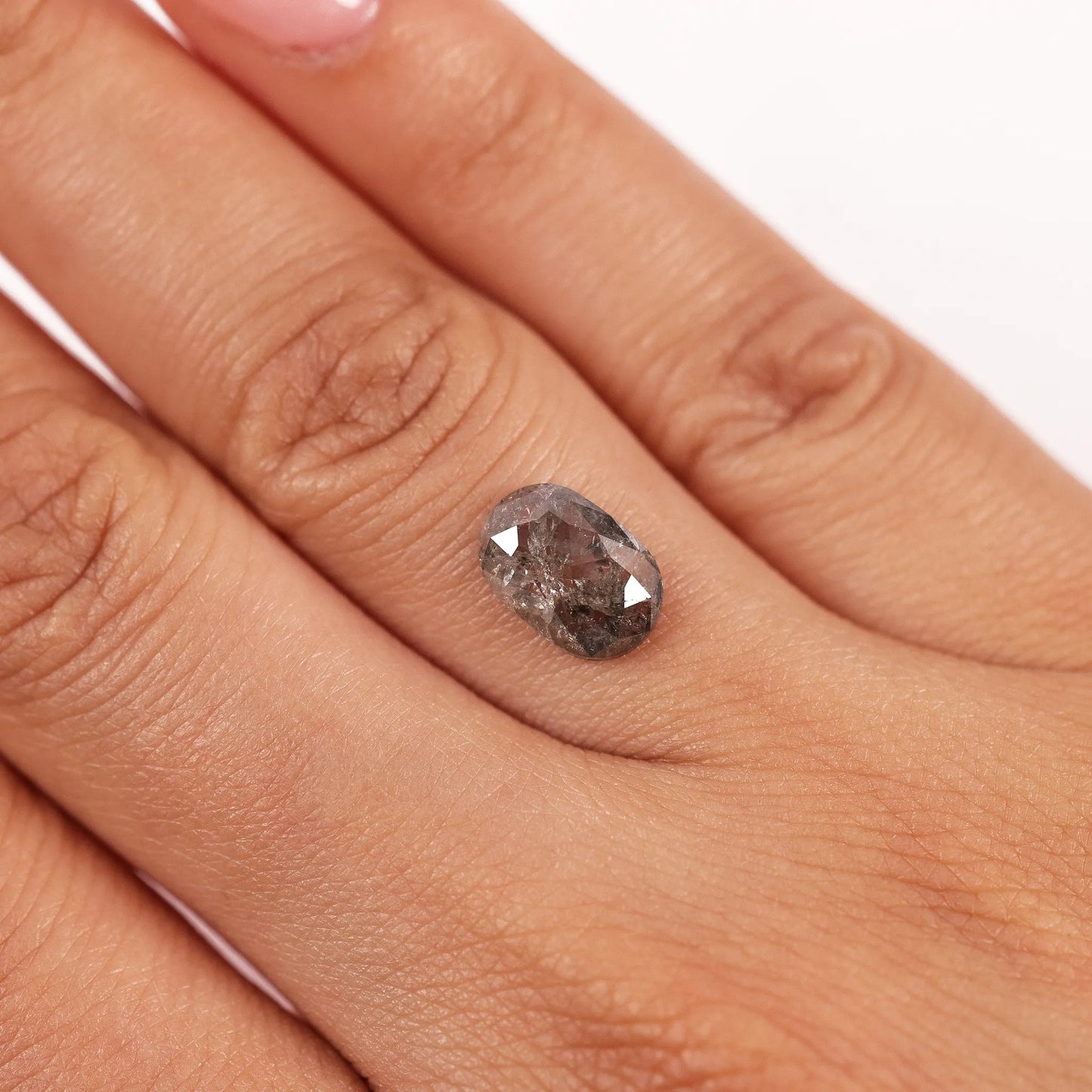 1.94 Ct Oval Brilliant Cut Salt and Pepper Diamond