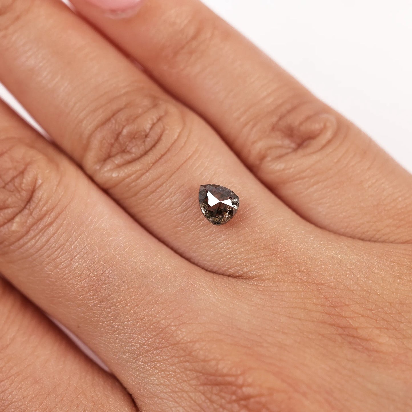 0.88 Ct Pear Brilliant Cut  Salt and Pepper Diamond