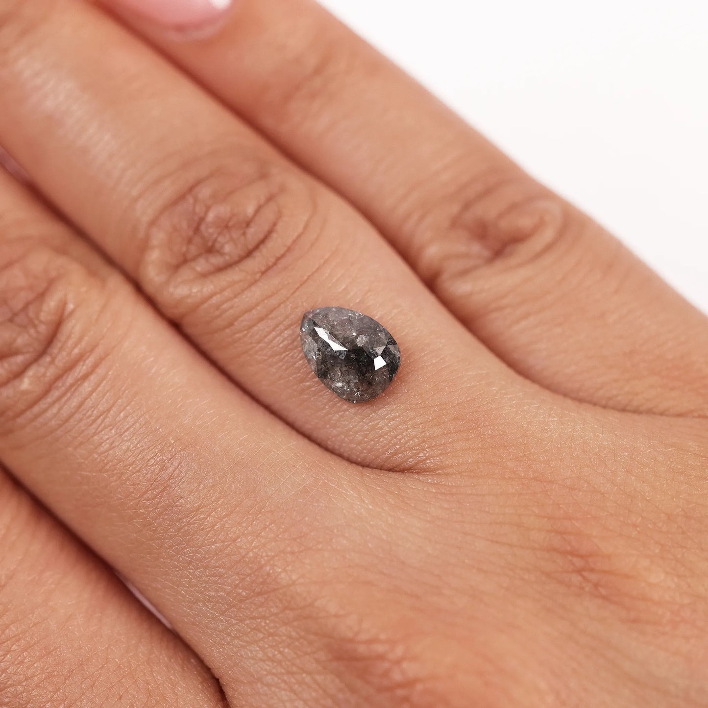 1.30 Ct Pear Brilliant Cut  Salt and Pepper Diamond