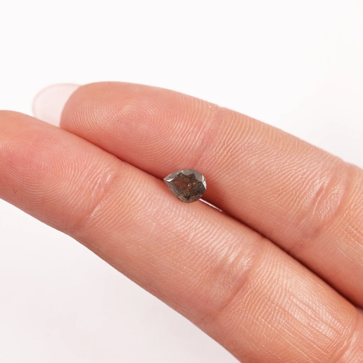 0.77 Ct Pear Rose Cut  Salt and Pepper Diamond