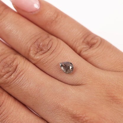 0.77 Ct Pear Rose Cut  Salt and Pepper Diamond