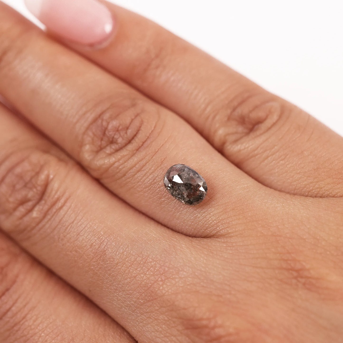 1.30 Ct Oval Brilliant Cut  Salt and Pepper Diamond