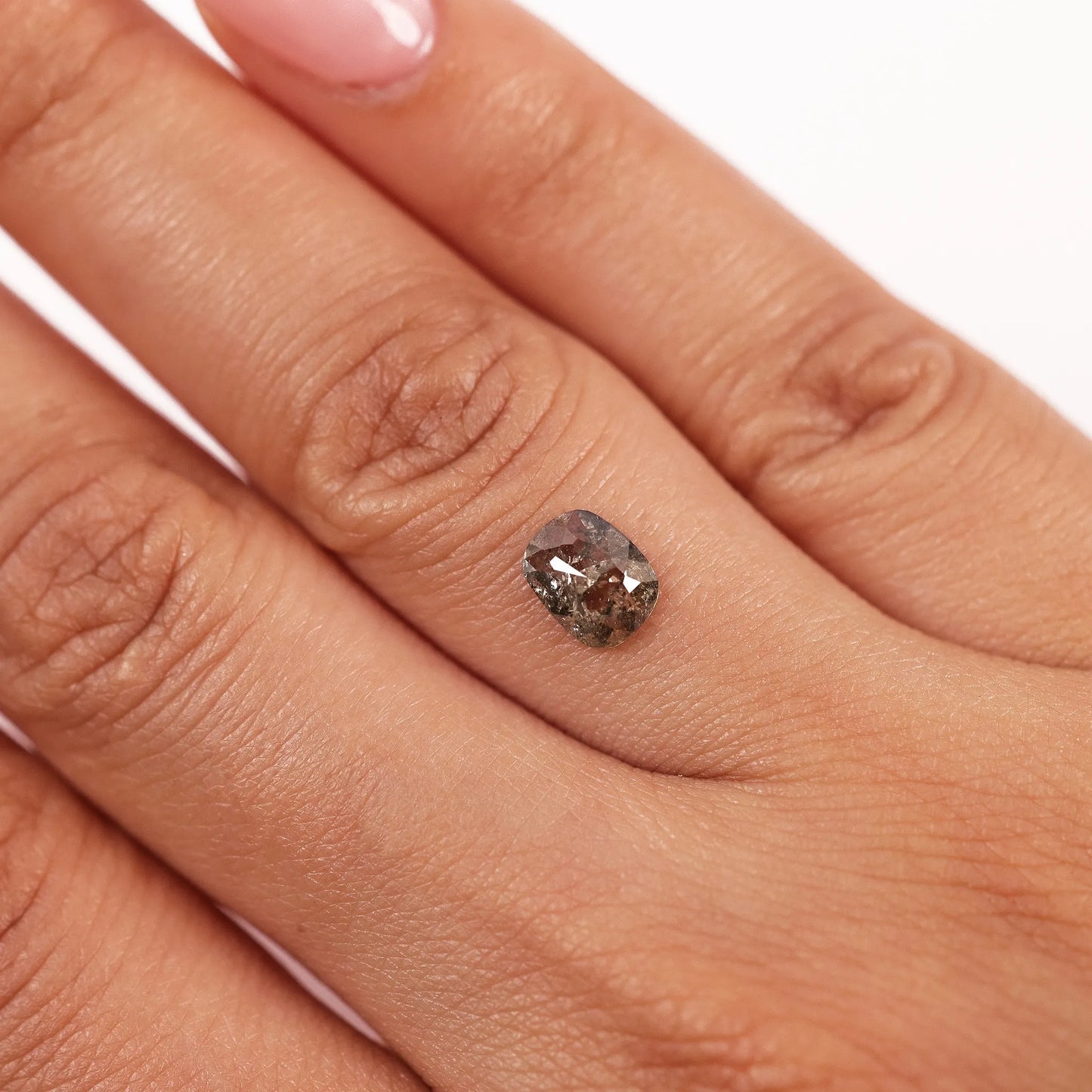 0.80 Ct Cushion Brilliant Cut  Salt and Pepper Diamond