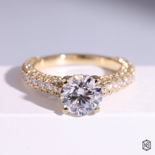 2.00 Carat Round Cut Lab Grown Diamond Delicate Hidden Halo Engagement Ring - Front Top View